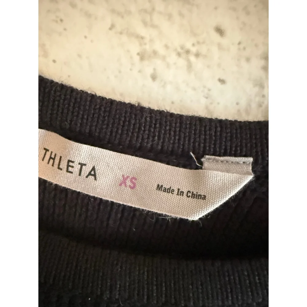 NWT Athleta Varsity Sweater Side Zip Cotton Blend Black size XS
